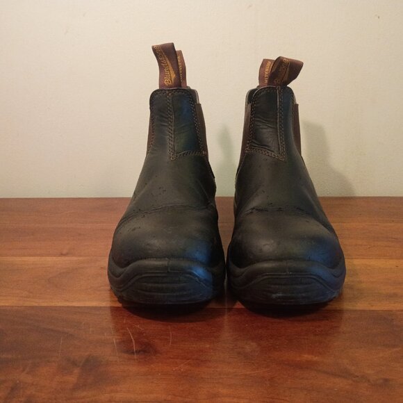 BLUNDSTONE Australia Safety Rated Steel Toe Chelsea Boot M7/W9 US Black Leather